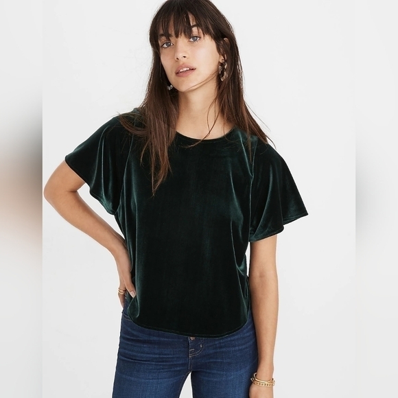 Madewell Velvet Butterfly Top - Picture 1 of 7